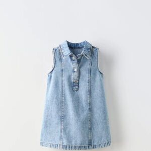 Zara Light Blue Denim Sleeveless Dress